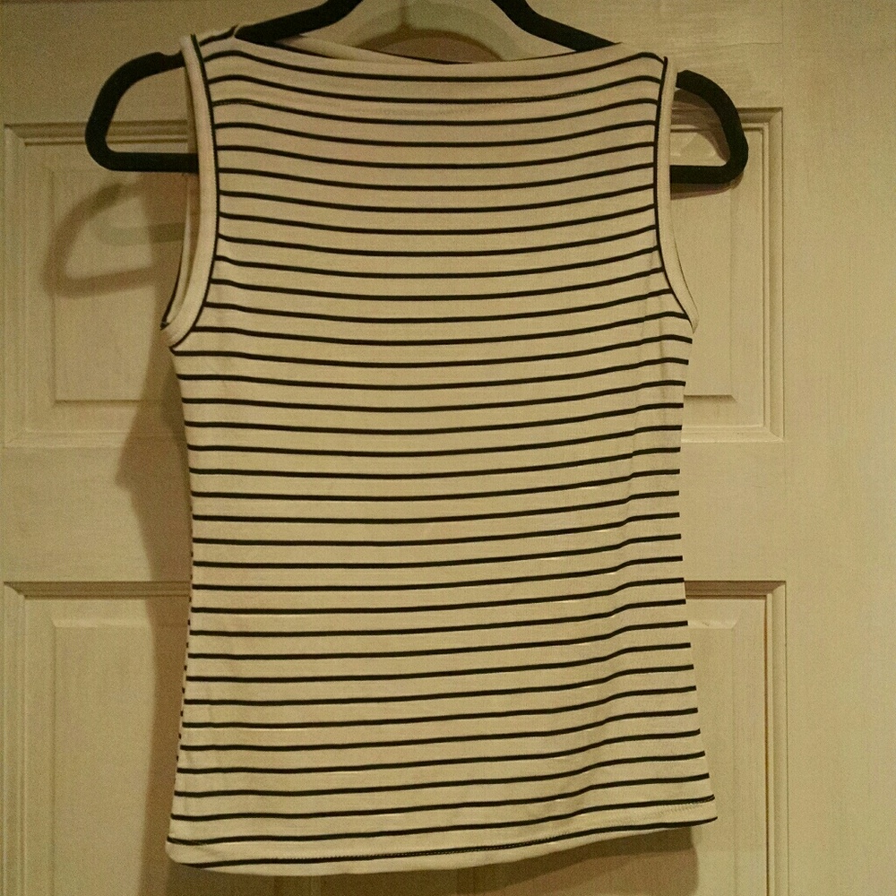 NWT White & Black Striped Sleeveless Tank Top