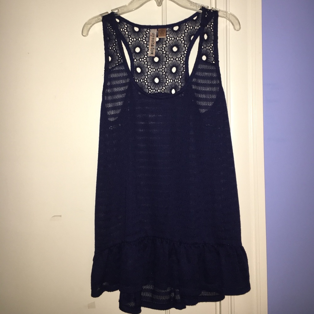 Cute Blue Lace Tank Top