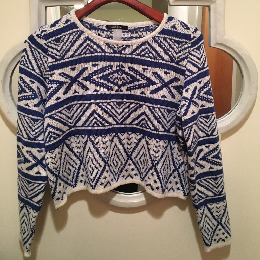 Blue and white sweater