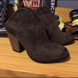 Gray suede ankle boots