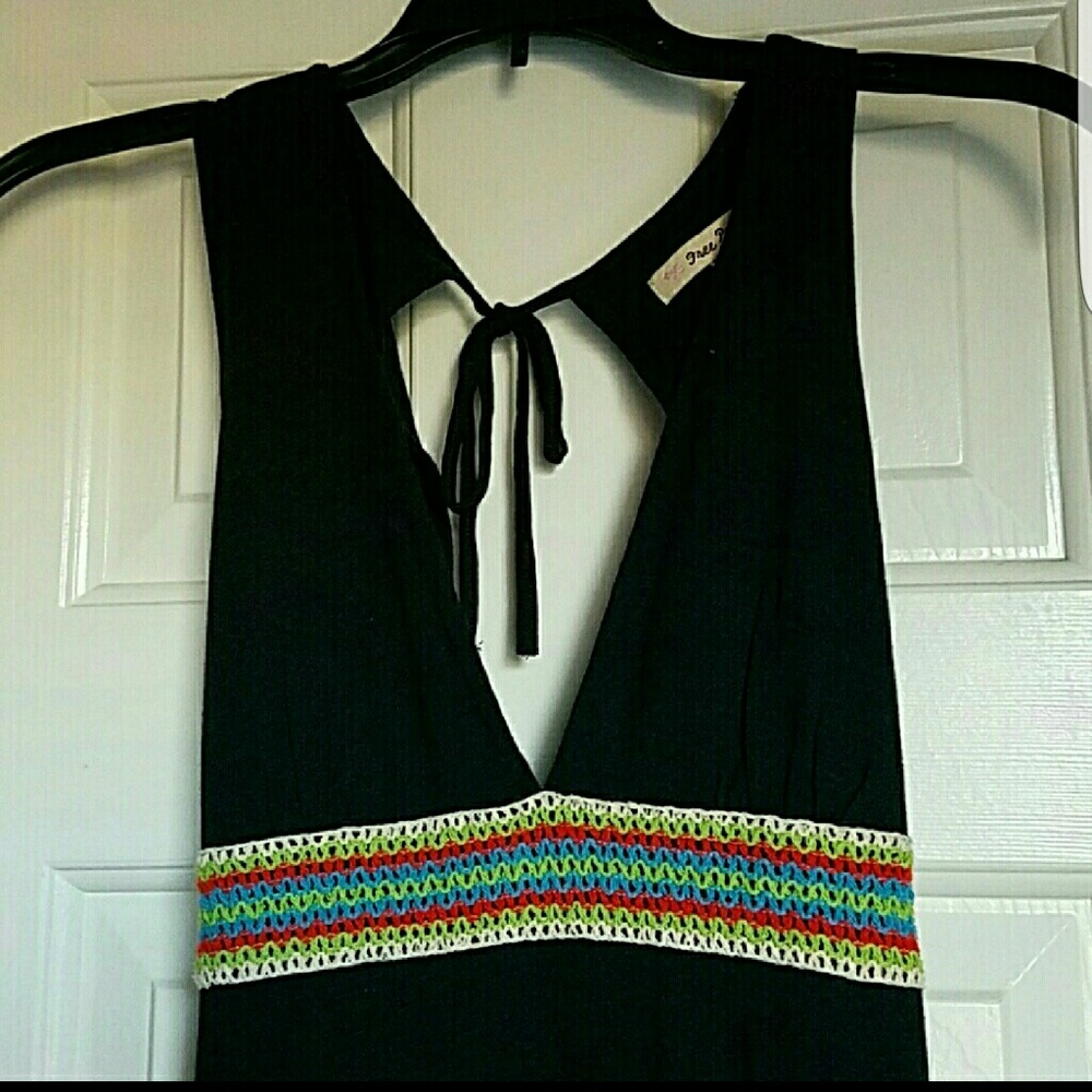 Free people black dress with crochet tie