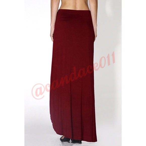 BurgundySide Slit Maxi Skirt - Picture 6 of 7