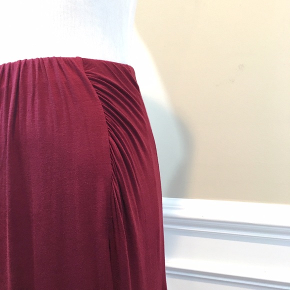 BurgundySide Slit Maxi Skirt - Picture 3 of 7