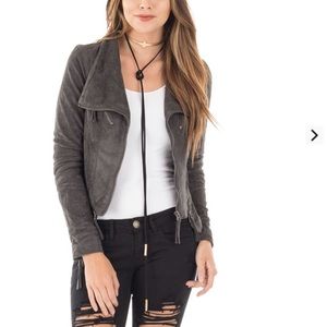 Grey Suede Moto Jacket