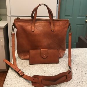 Madewell Transport Satchel and matching wallet
