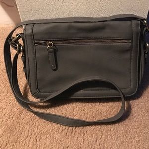 Barely used matte grey cross body purse
