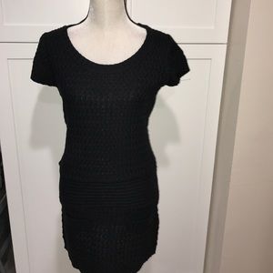 Black short sleeve knit dress