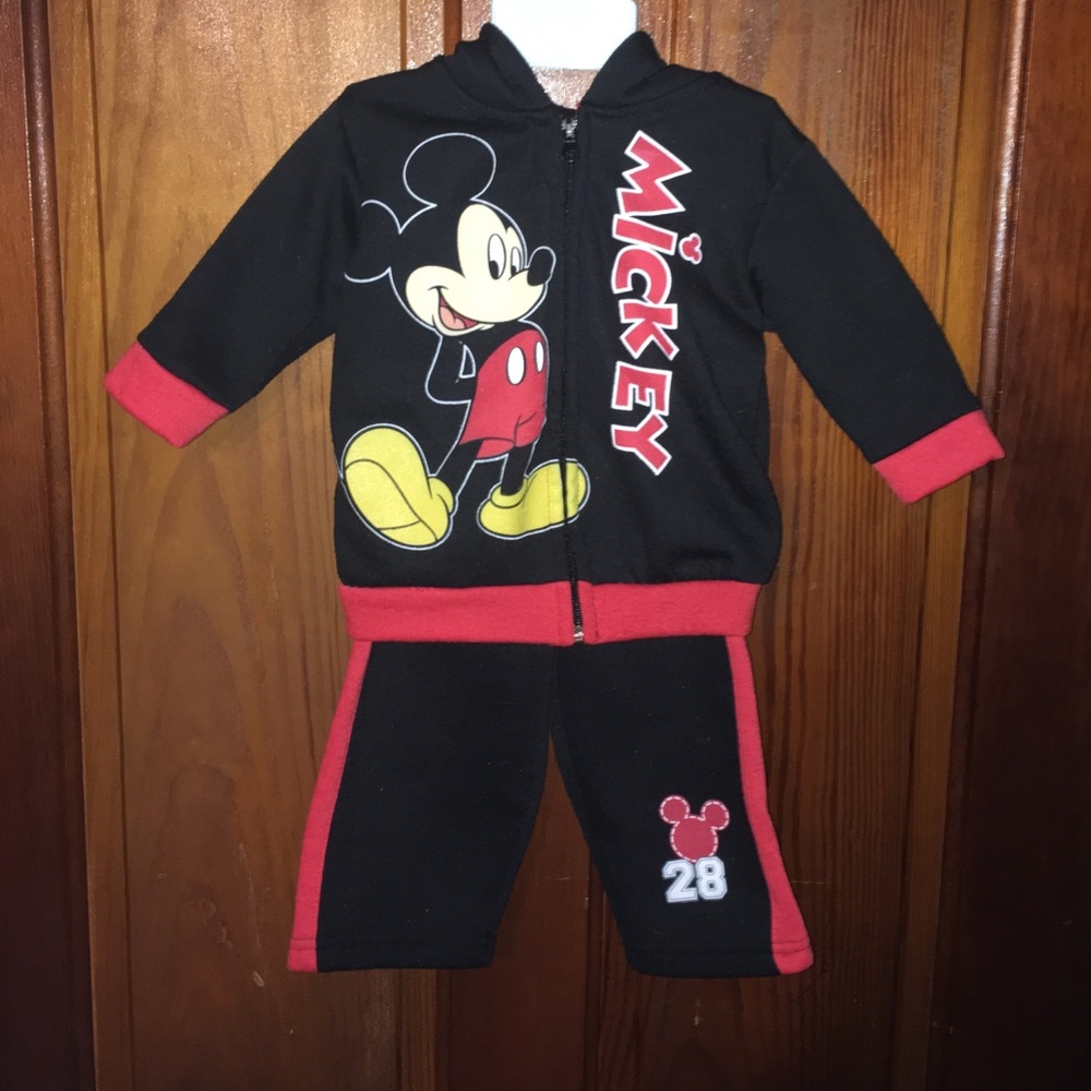 2pc. Mickey Mouse Hooded Sweat Outfit Size 12 Mos