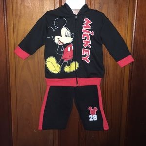 2pc. Mickey Mouse Hooded Sweat Outfit Size 12 Mos
