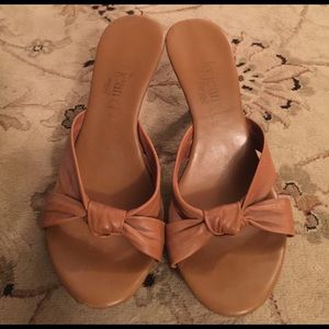 Cathy Jean brown bow leather mules