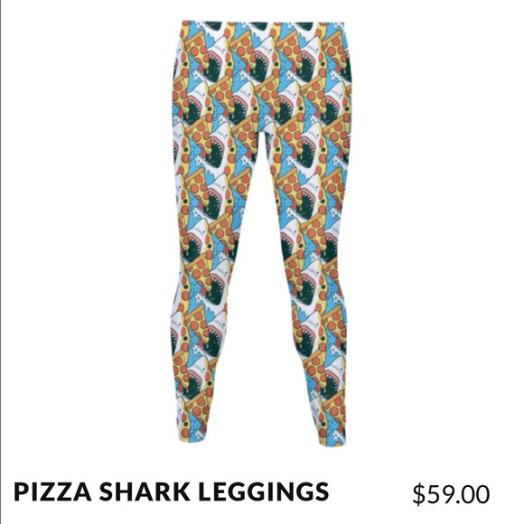 Look human shark/pizza leggings in size small🦈🍕 - Picture 2 of 3