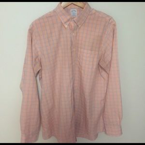Brooks Brothers Orange and blue checkered oxford