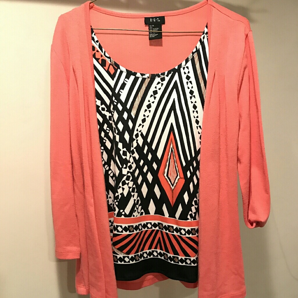 Orange Cardigan with built-in Tank