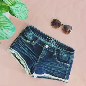 Denim Shorts w/ Lace Detail