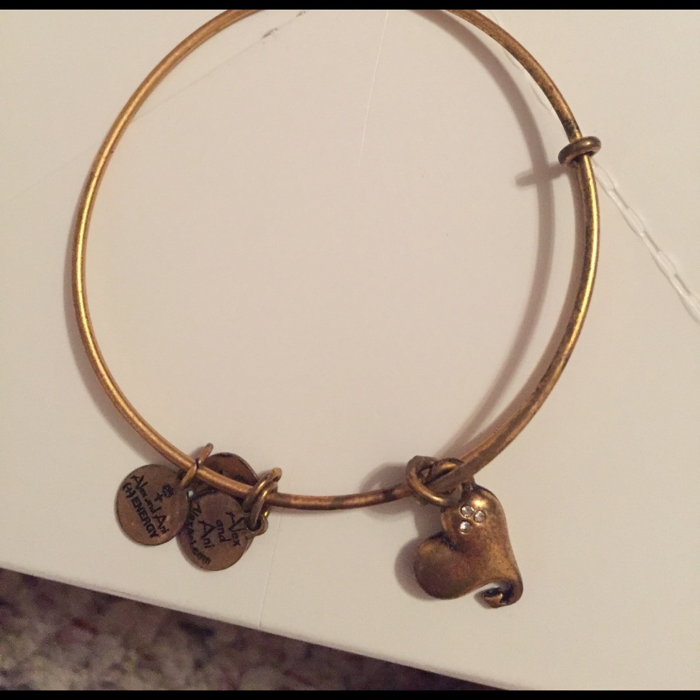 Gold alex and ani bracelet with a heart charm