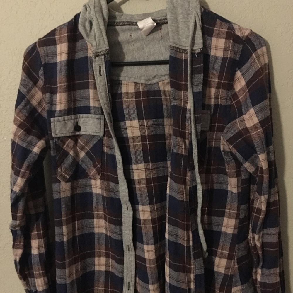 Plaid light jacket or button-down top