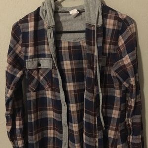Plaid light jacket or button-down top