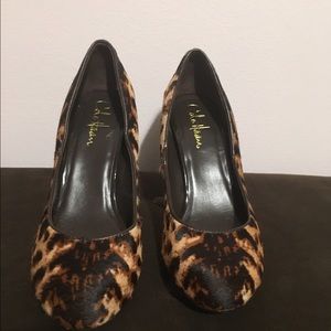 Cole Haan pony hair leopard print pumps