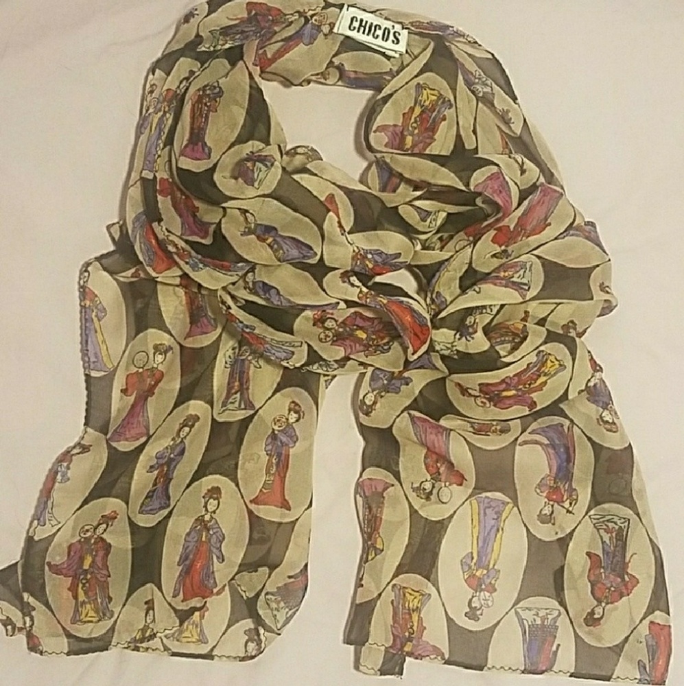 100% Silk Chico's Geisha Scarf