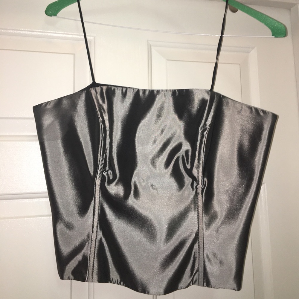 Silver corset top from Davids Bridal.