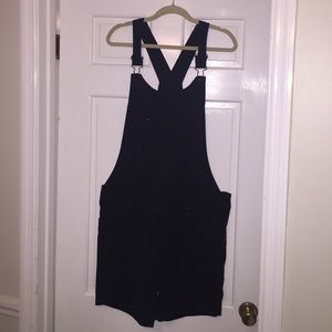 Black overall shorts