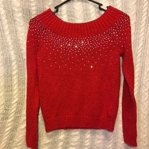 Justice Red Embellished Sweater