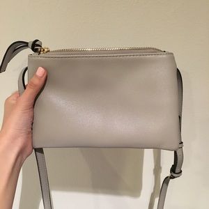 Grey/gray faux leather crossbody purse