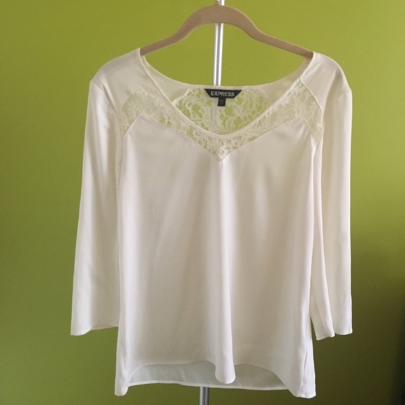 Women's Express White Lace Shirt Size: S - Picture 1 of 5