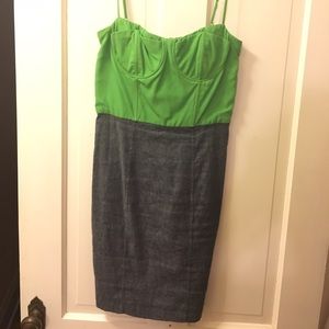 Alice + Olivia green & grey jean corset dress ❤️