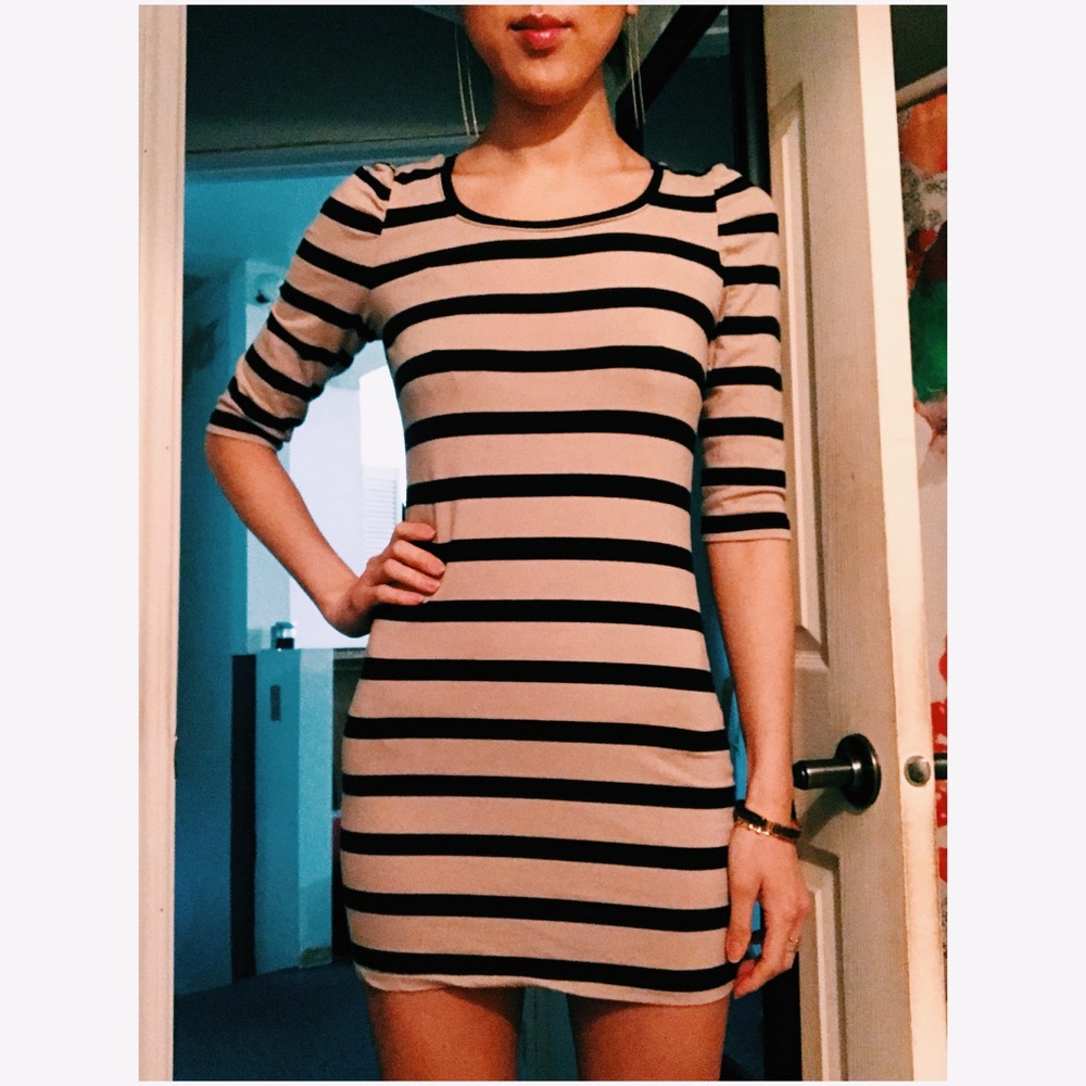 Forever 21 black and tan long sleeve dress