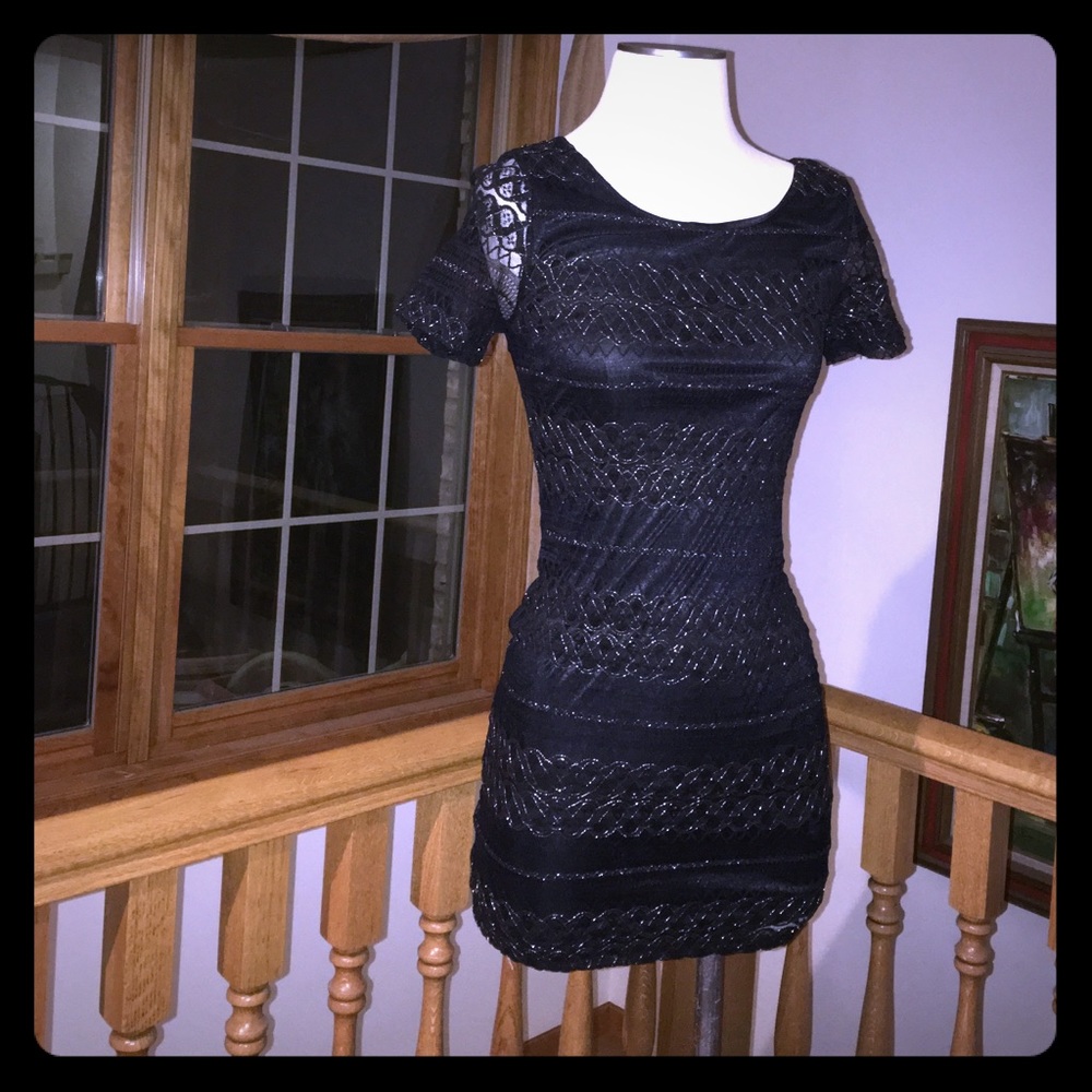 Forever 21, black and gold lace mini dress