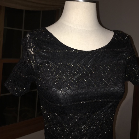 Forever 21, black and gold lace mini dress - Picture 3 of 8