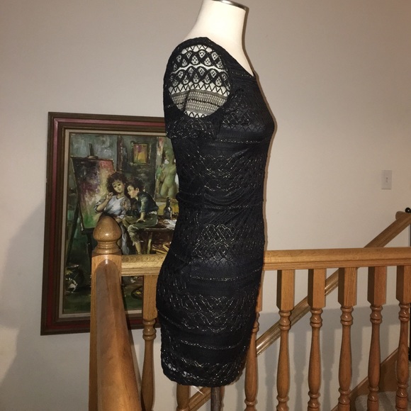 Forever 21, black and gold lace mini dress - Picture 6 of 8