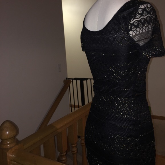 Forever 21, black and gold lace mini dress - Picture 7 of 8