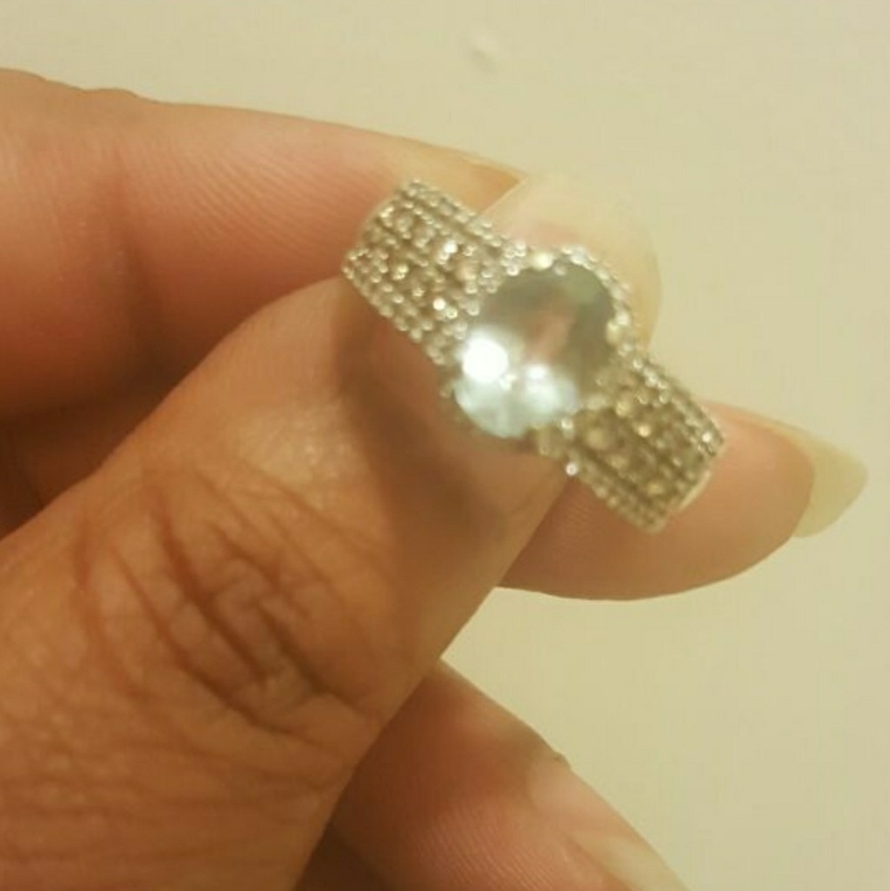 LeVian Chocolate Diamond/Aquamarine ring