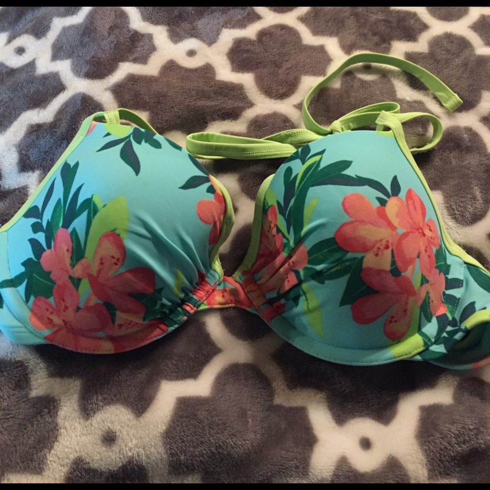 Blue floral bikini top