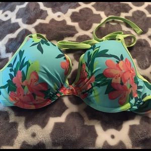 Blue floral bikini top