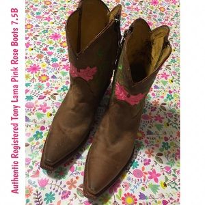 Tony Lama Authentic Rose Embroidered Boots