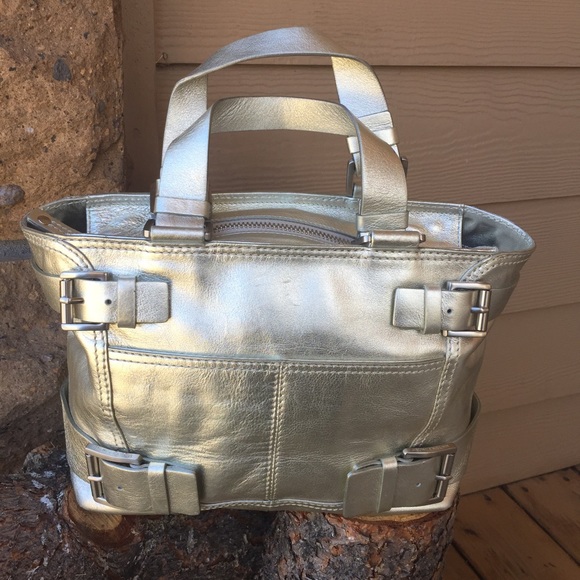 Michael Kors Metallic Silvery Gold Leather Handbag - Picture 2 of 8