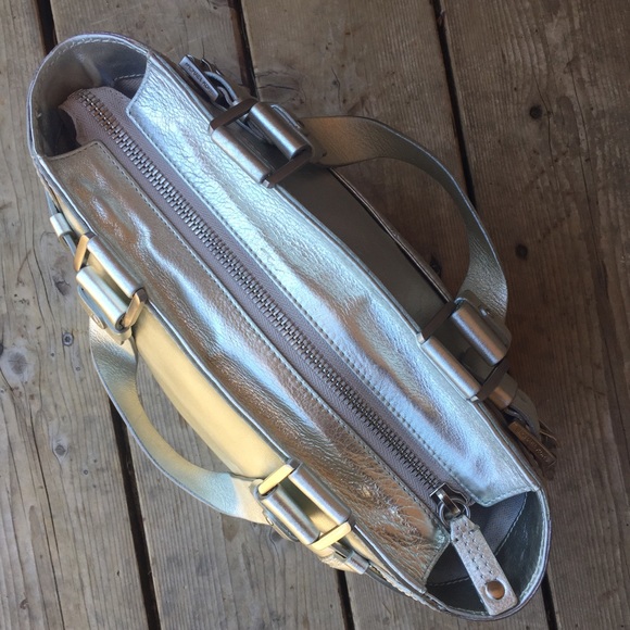 Michael Kors Metallic Silvery Gold Leather Handbag - Picture 4 of 8