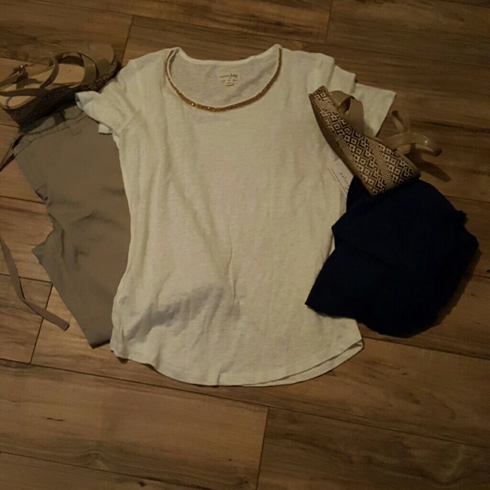 Maison Jules white linen tee