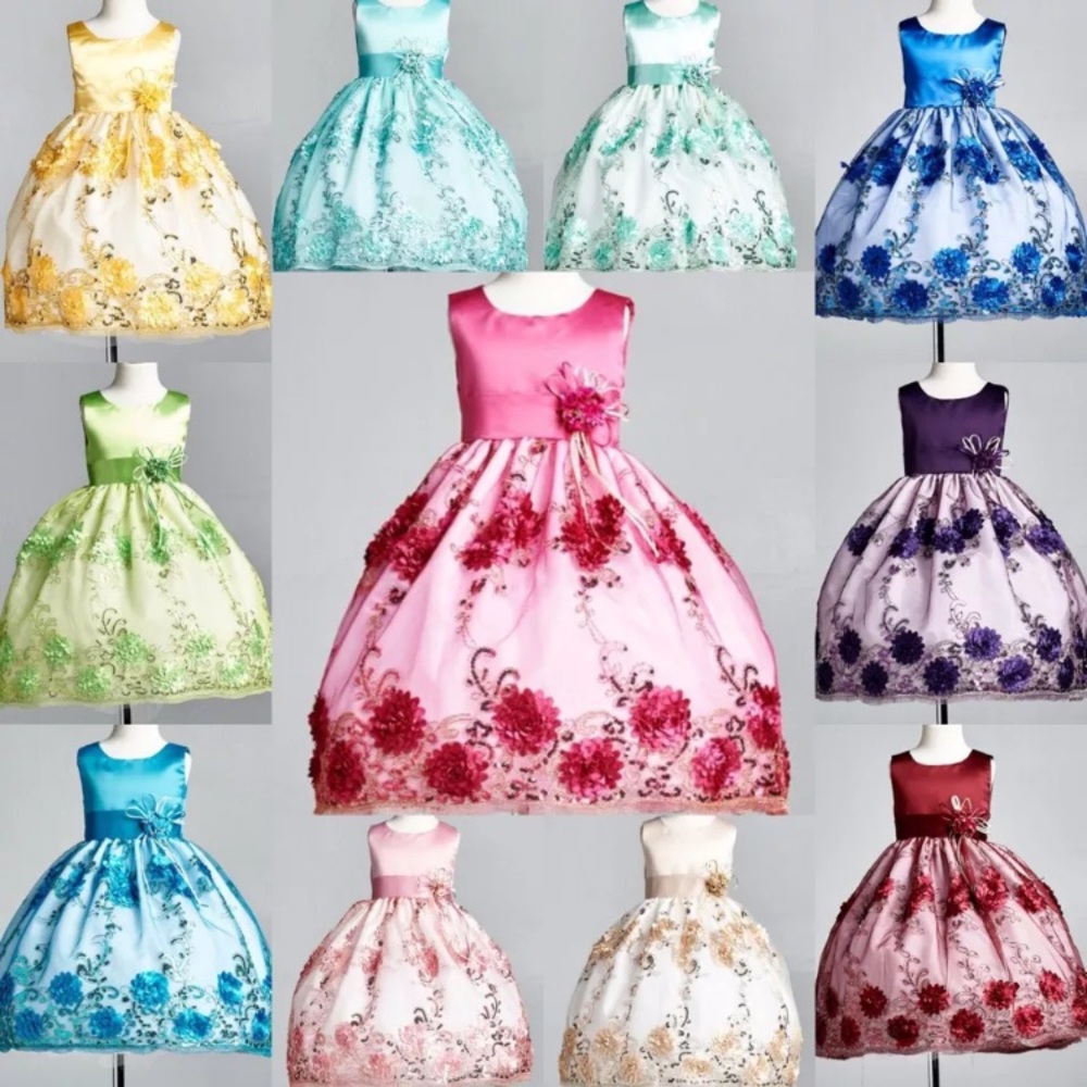 Satin embroidery Made in USA custom made dresses