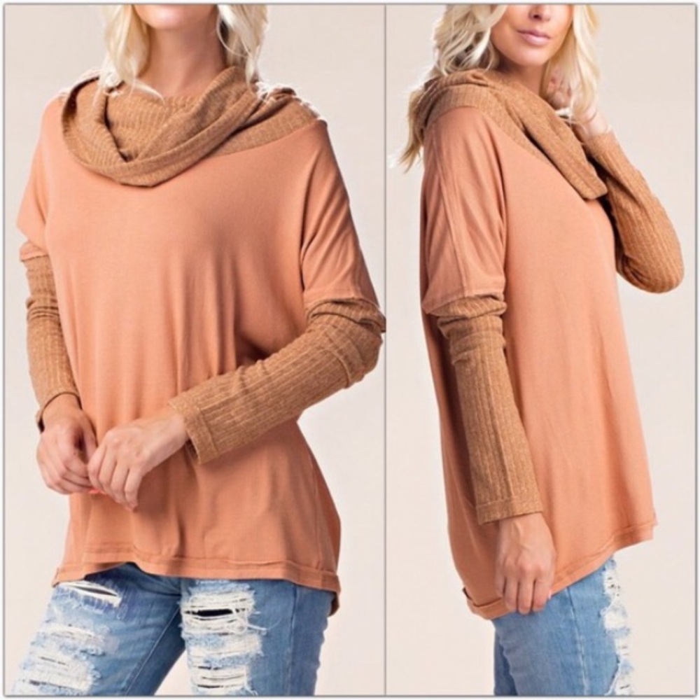 Camel Oversized Cowl Neck Pullover - Picture 4 of 4