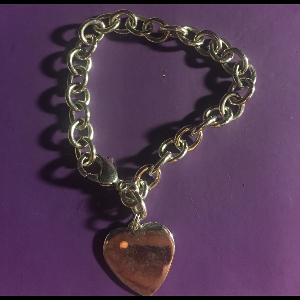 Sterling silver heart and chain clasp bracelet