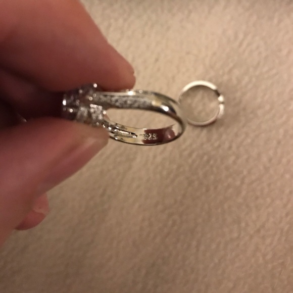 Sterling Silver Diamond Wedding Band Ring Set - Picture 5 of 5