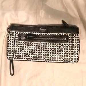 Coach black and white clutch