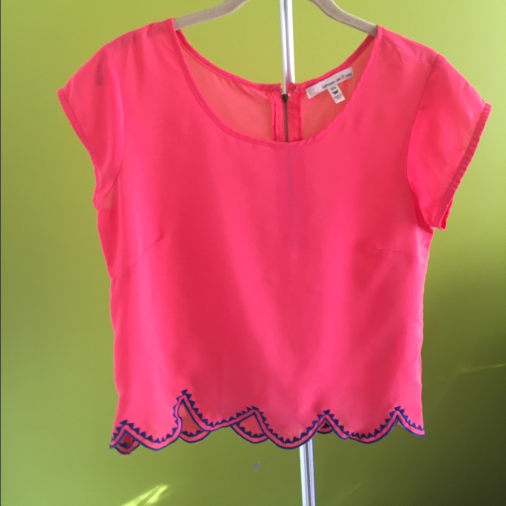 Pink Scalloped Crop Top