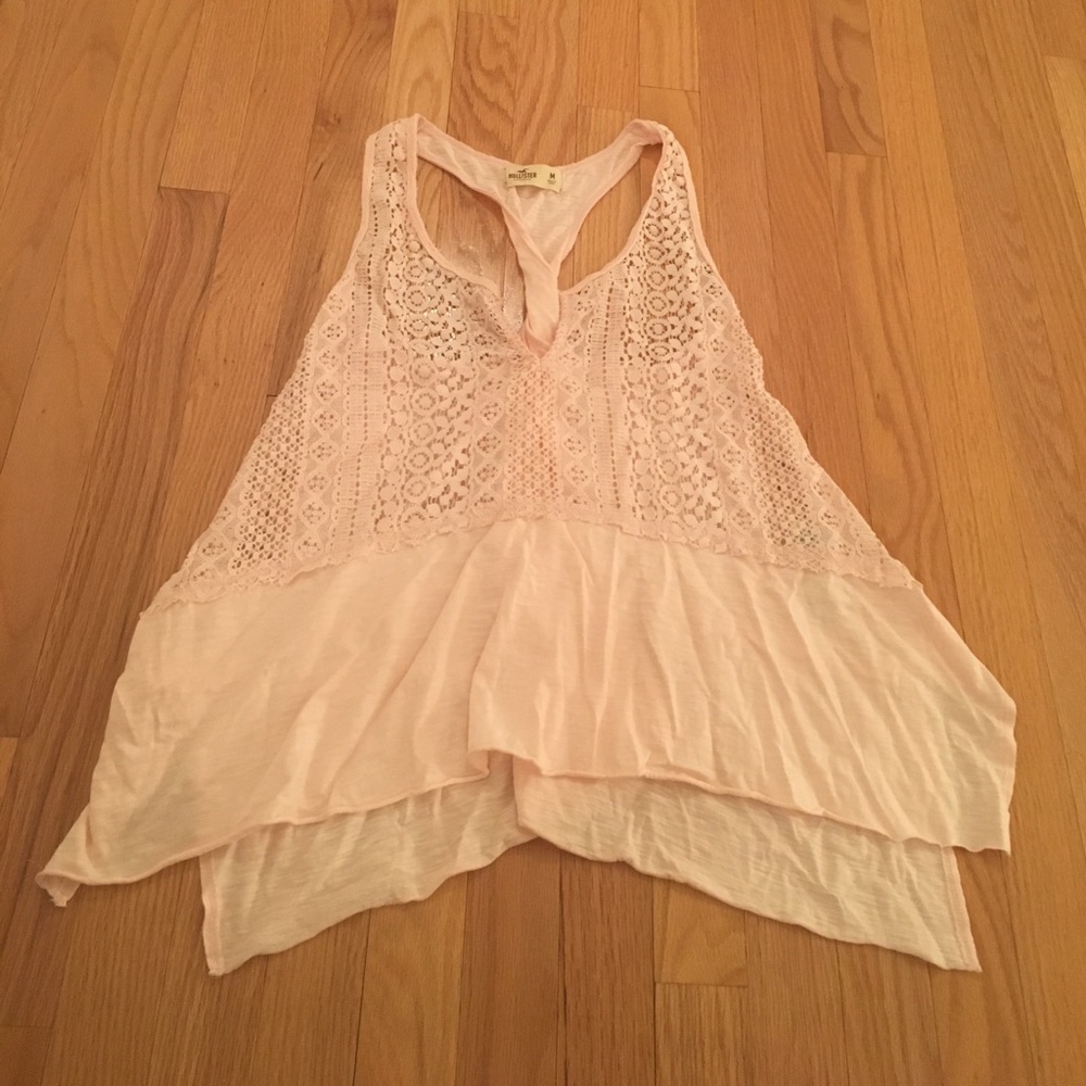 Hollister Blush Colored Twist-Back Flared Tank Top