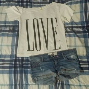 Off the shoulder LOVE shirt