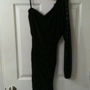 One sleeve little black dress